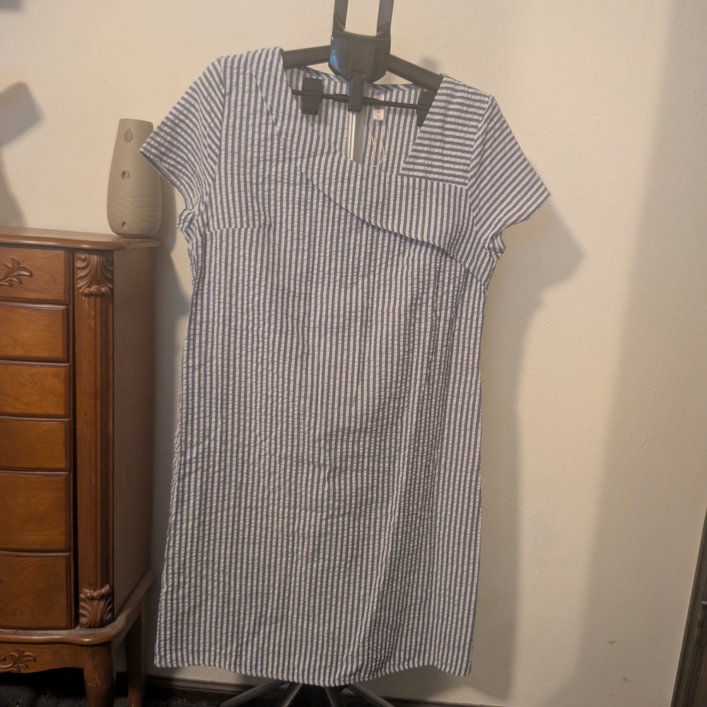 Lucky Brand Asymmetrical Dress - Navy and White